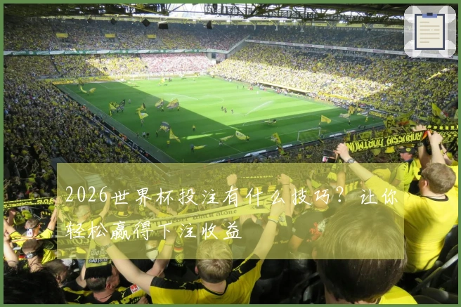 2026世界杯投注有什么技巧？让你轻松赢得下注收益